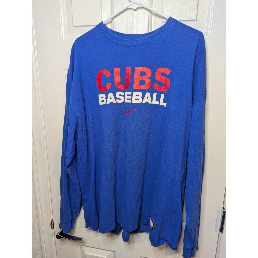 Chicago Cubs Long Sleeve Shirt Mens XXL Blue MLB Genuine Baseball Nike Team
